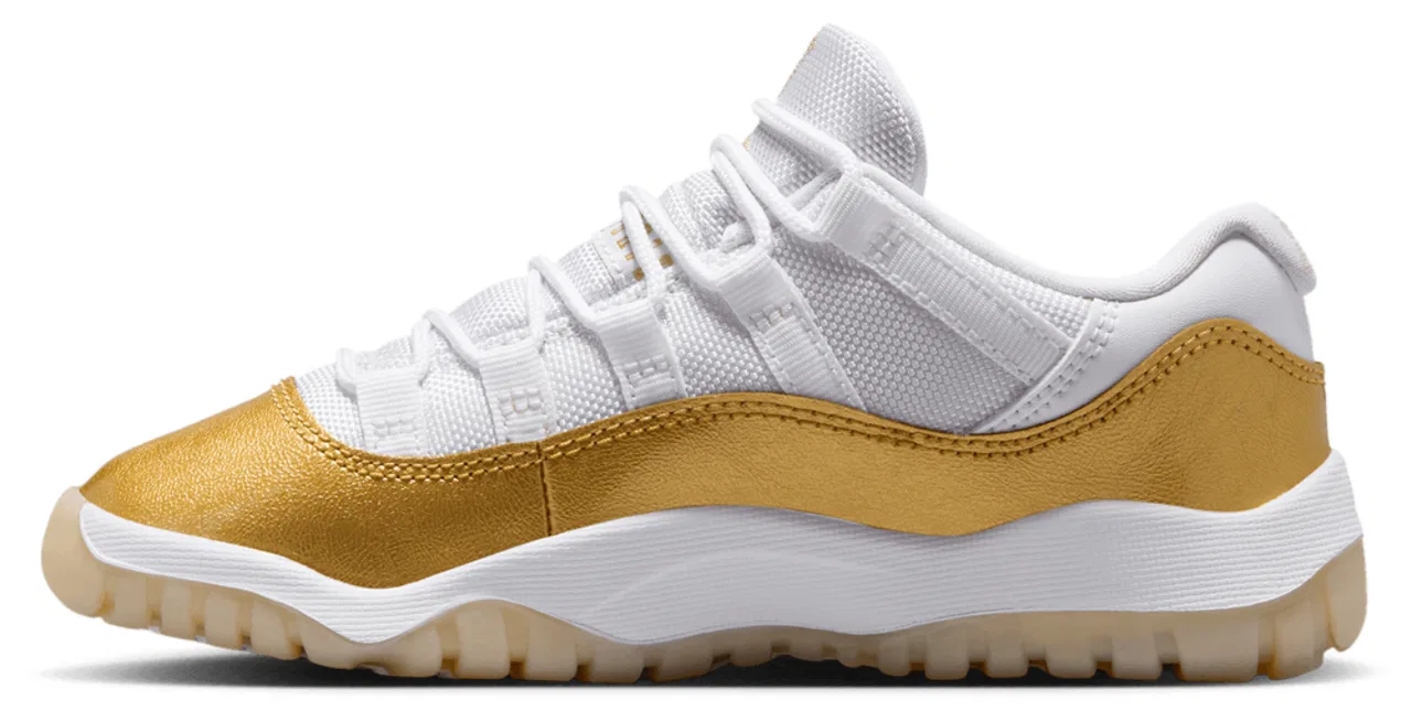 Детские кроссовки для девочек Retro 11 Low Jordan, белый/золотистый — фото 2
