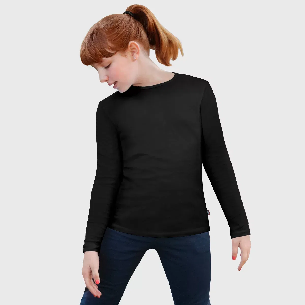 Детская футболка с длинным рукавом хлопковая City Threads, Black