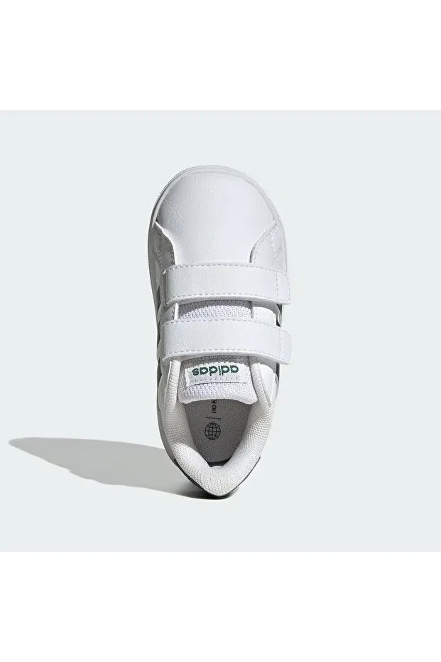 Детские кроссовки для девочек с липучкой Grand Court Lifestyle Adidas, Cloud White / Collegiate Green — фото 3