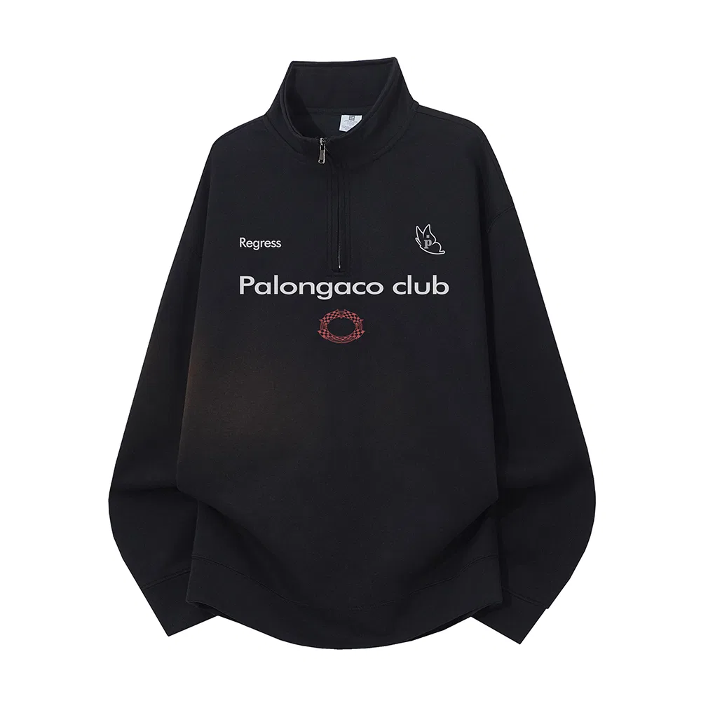 Детская толстовка с полуводолазкой Oversize PAL ONGACO, Black