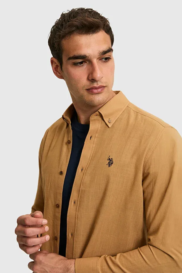 Мужская рубашка с длинным рукавом U.S. Polo Assn., Coconut — фото 2