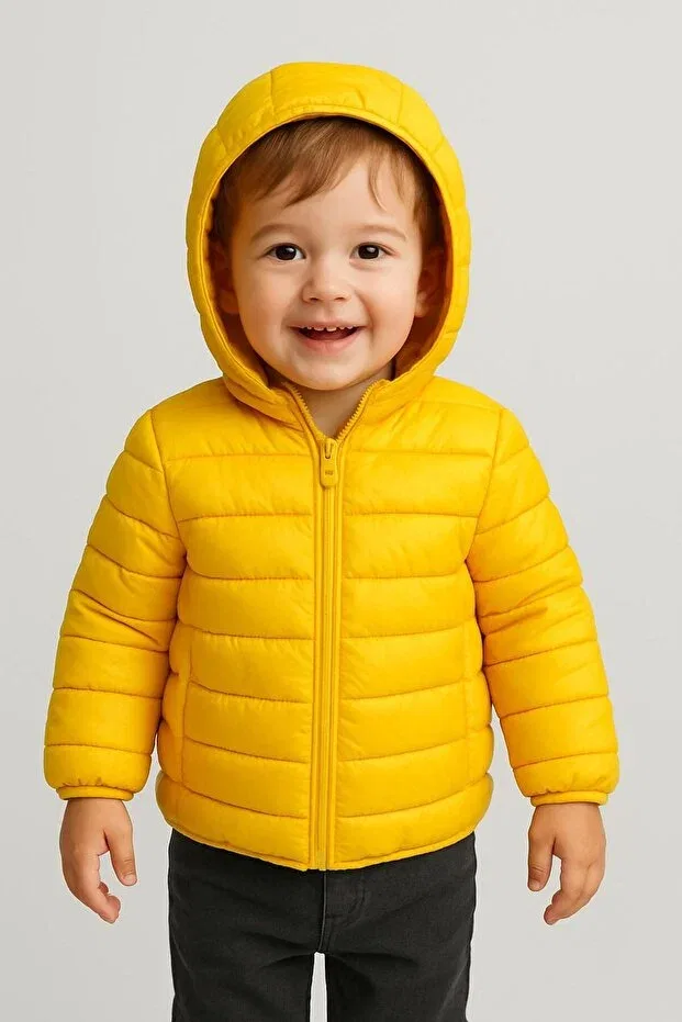 Детское зимнее пальто для девочек с капюшоном Basics Mayakids, Yellow