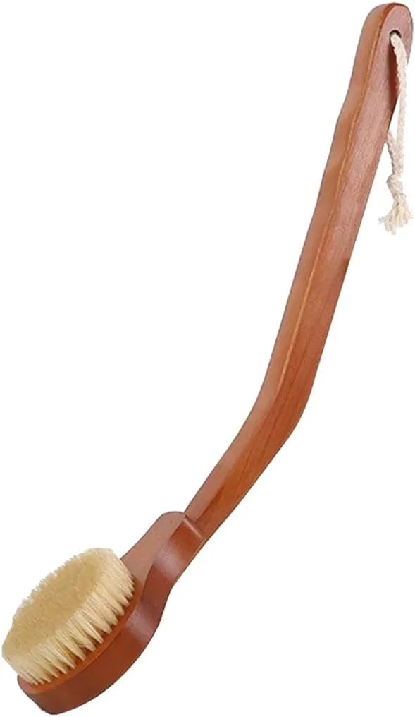 Душ-щетка для спины с длинной изогнутой ручкой, Bamboo, 40x8.4 см, Brown Generic
