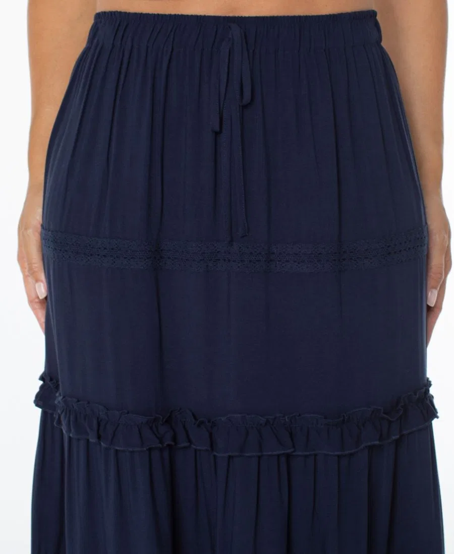 Юбка макси с ярусами, с завязками Celebrity Pink, Navy — фото 3