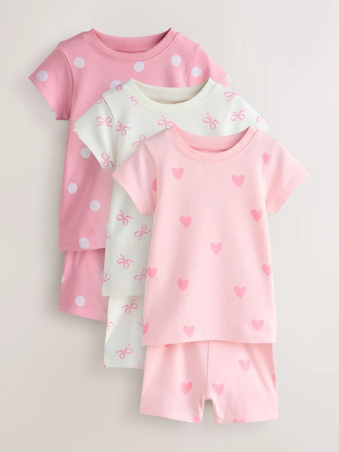 Пижама короткая 3 предмета, Pink Bow and Heart Print Next, розовый