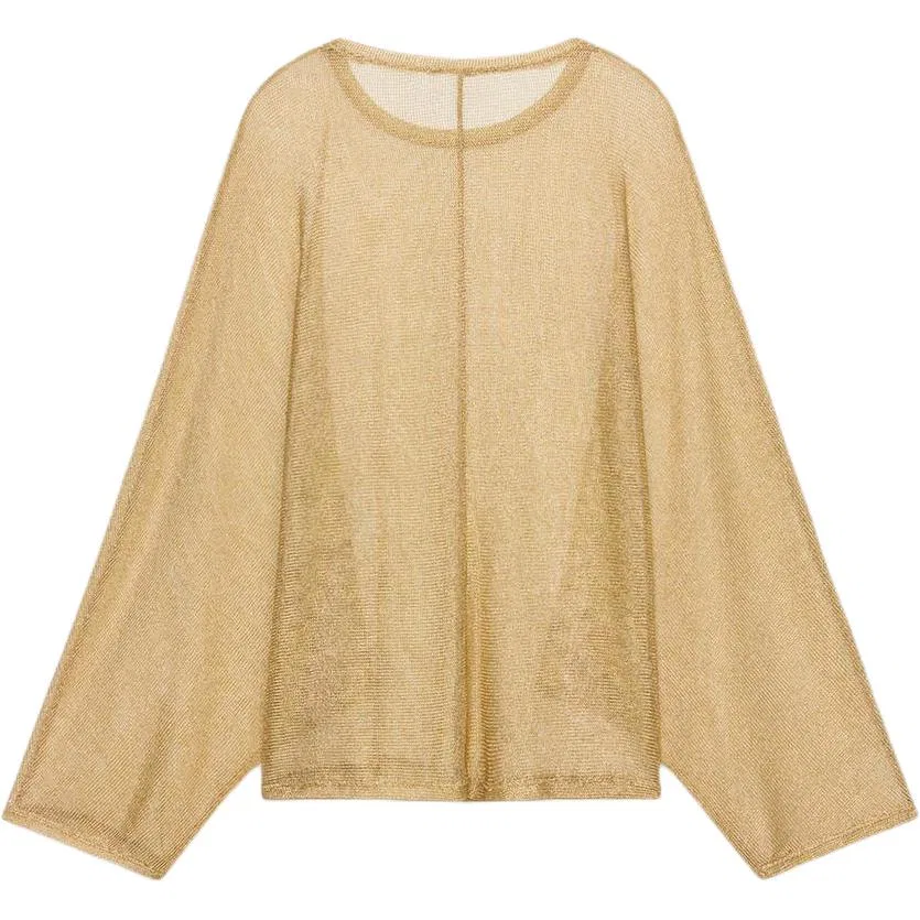 Женский тонкий свитер с круглым вырезом Gold ZARA, Gold — фото 3