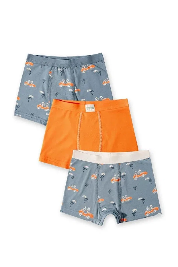 Детские боксеры для мальчиков хлопковые комплект 3 предмета U.S. Polo Assn., Pastel Green-Orange