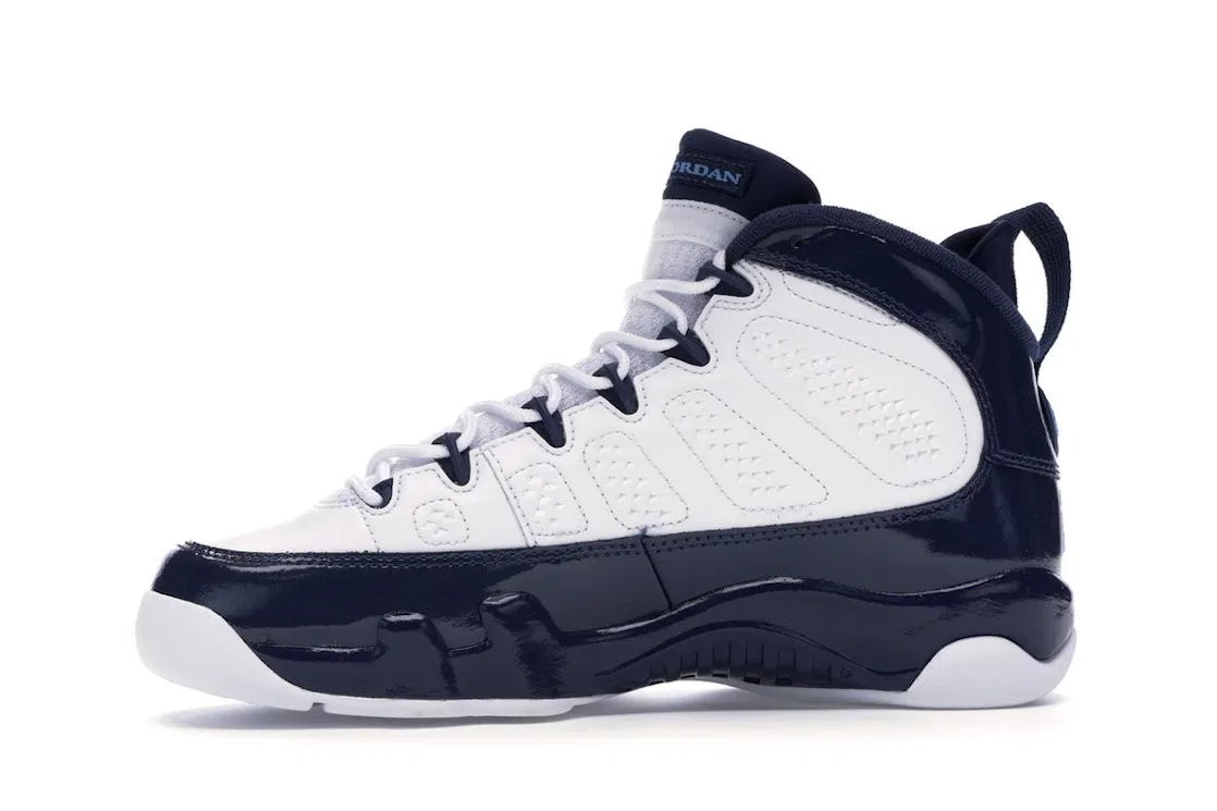 Детские кроссовки Lifestyle с дизайном Jordan 9 Retro Jordan, White/University Blue-Midnight Navy — фото 3