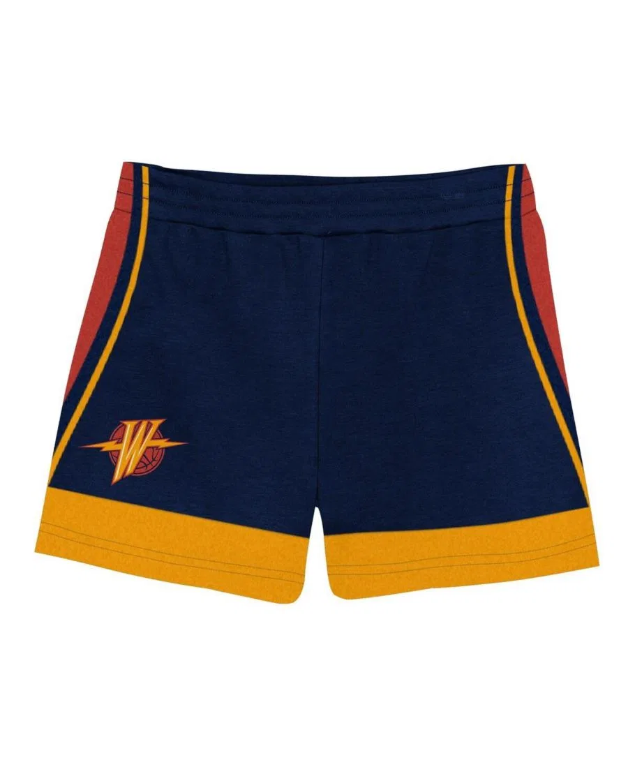 Детский комплект из футболки и шорт с принтом Stephen Curry Navy Golden State Warriors Mitchell & Ness, Navy — фото 4