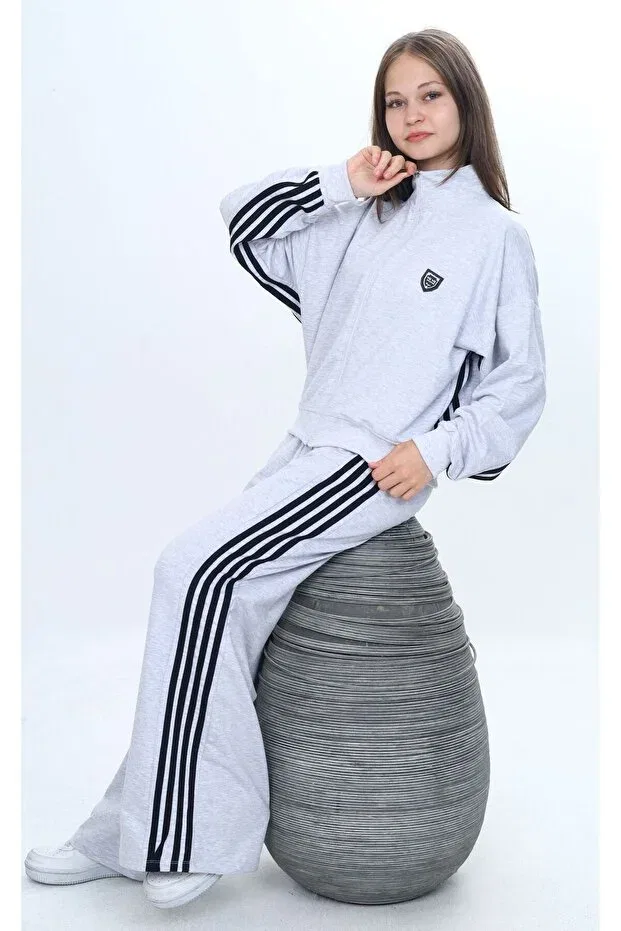 Детский oversize спортивный комплект для девочек Asortik Kids, Gri — фото 2