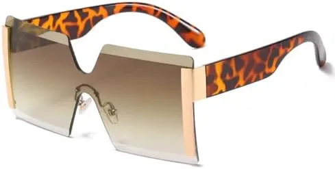 

Солнцезащитные очки без оправы большого размера, квадратной формы, винтажный стиль, градиентные прозрачные солнцезащитные очки, модель 2026 года MTZJH, C1