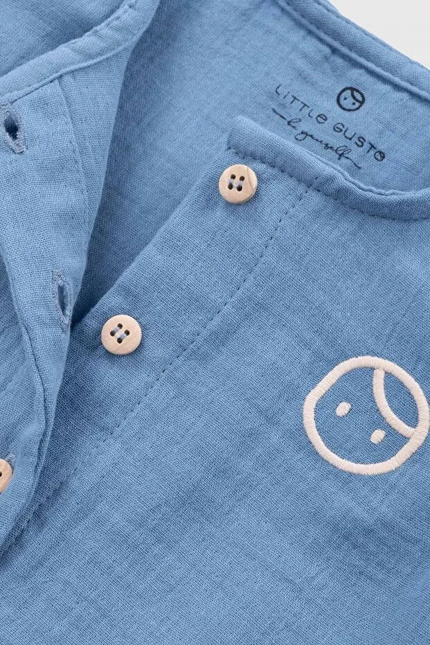 Детский комбинезон хлопковый Organic Cotton Baby Salopet Little Gusto, Blue — фото 2