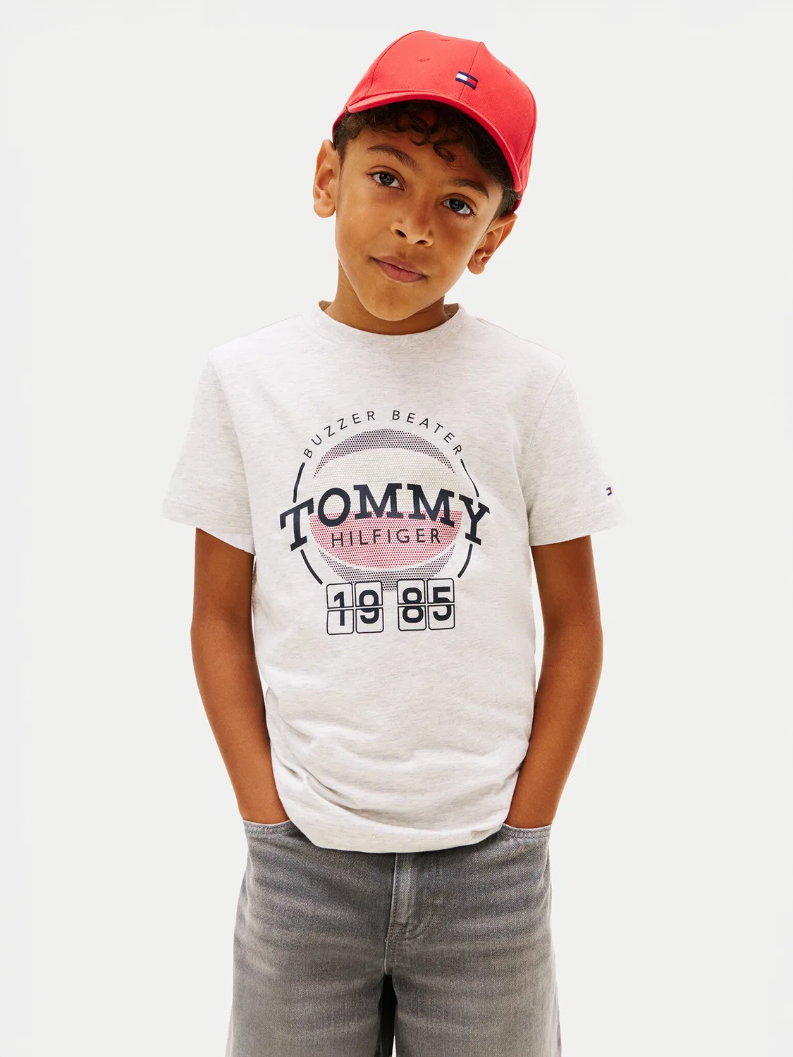 Футболка стандартного кроя для мальчика Basketball Graphic Tommy Hilfiger, светло-серый