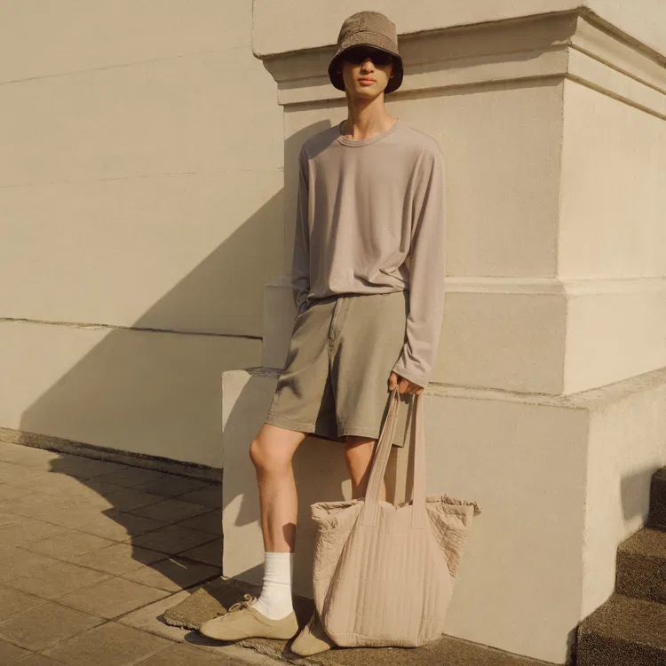Детские шорты хлопковые Nice Rice, Mud Gray — фото 4