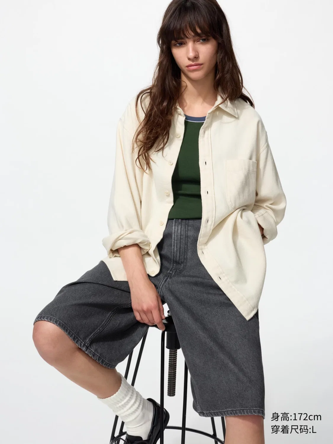 Рубашка фланелевая с длинным рукавом Uniqlo, черный — фото 3