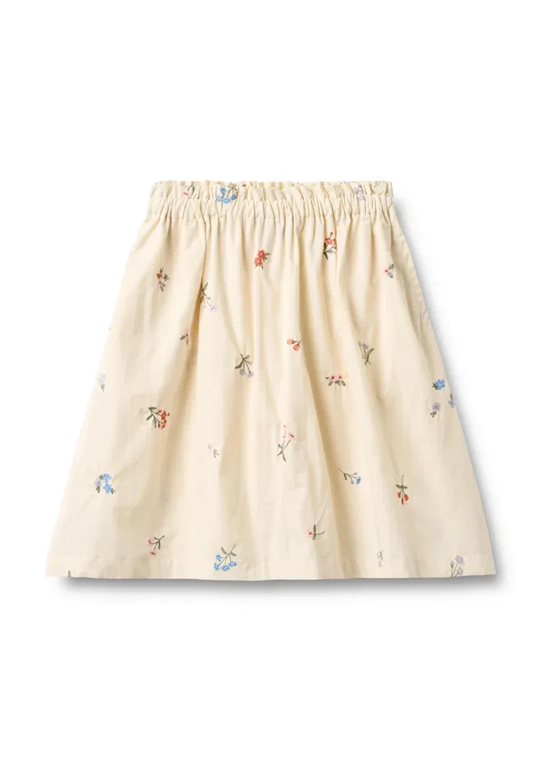 Нора - юбка А-силуэта Wheat, Ivory Embroidery Flowers
