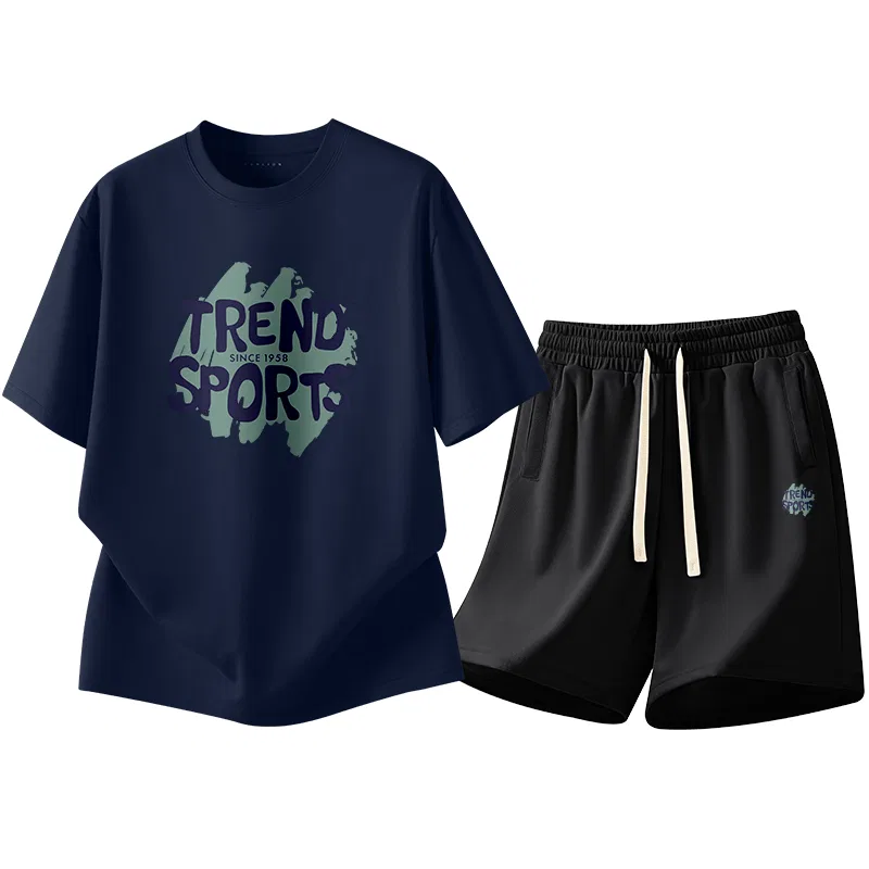 Детский комплект из футболки и шорт с принтом Graffiti Art Letter Logo Tonlion, Цвет Navy Black