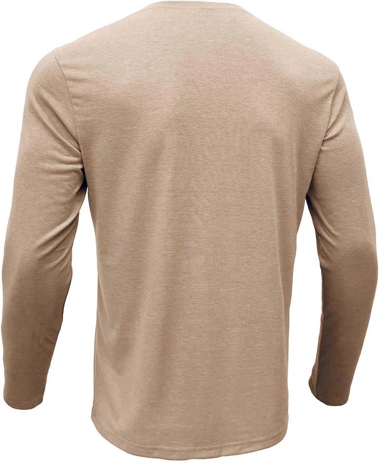 Мужская облегающая футболка поло Henley с карманом, Beige — фото 4