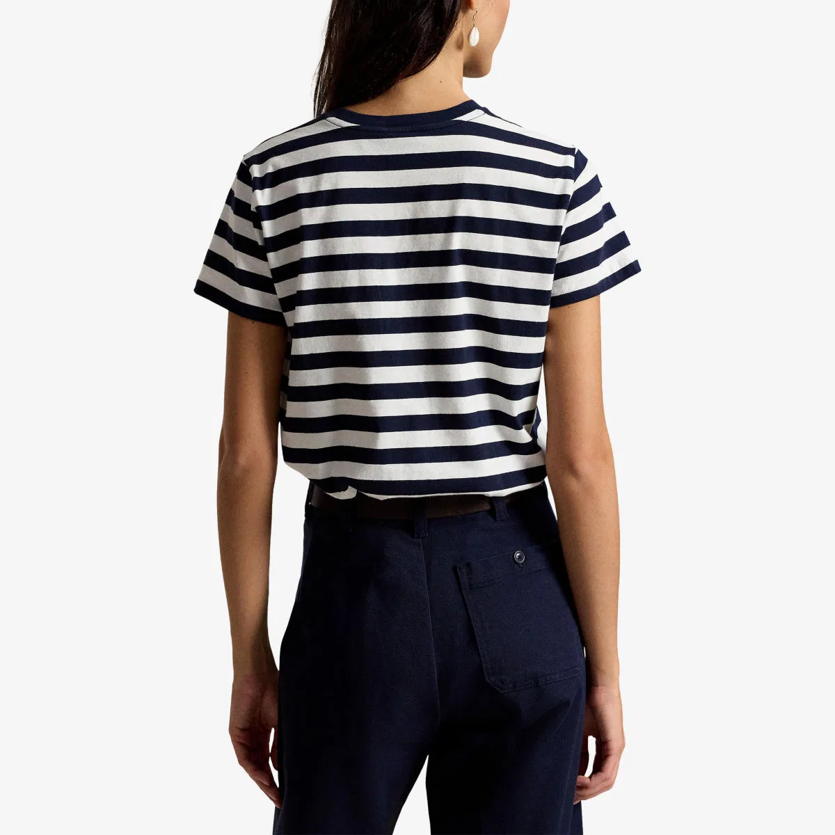 Футболка из хлопкового трикотажа с полосатым принтом Polo Ralph Lauren, белый/темно-синий — фото 4