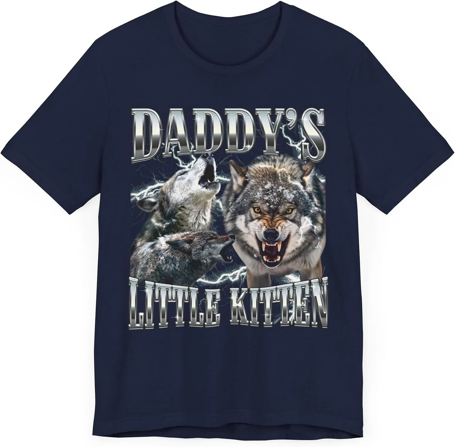 Женская футболка с принтом Daddy's Little Kitten, тёмно-синий