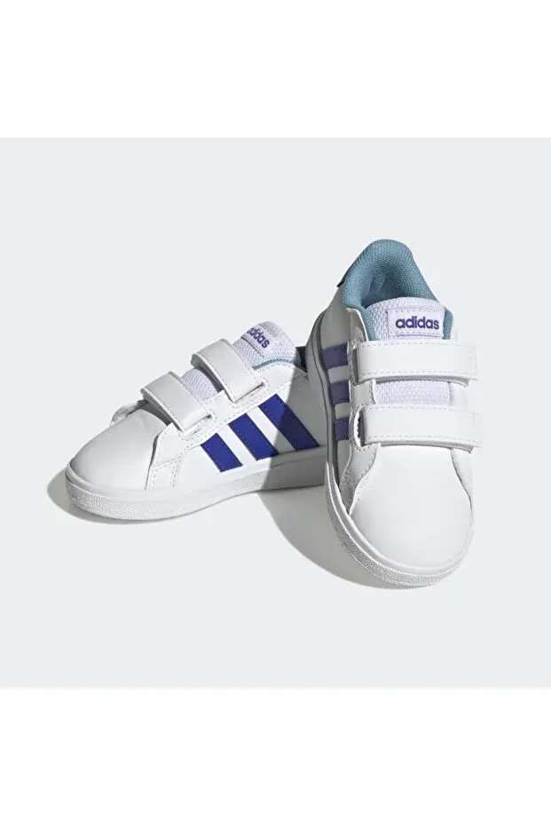 Детские кроссовки для девочек текстильные на шнуровке Grand Court Lifestyle Adidas, White — фото 2