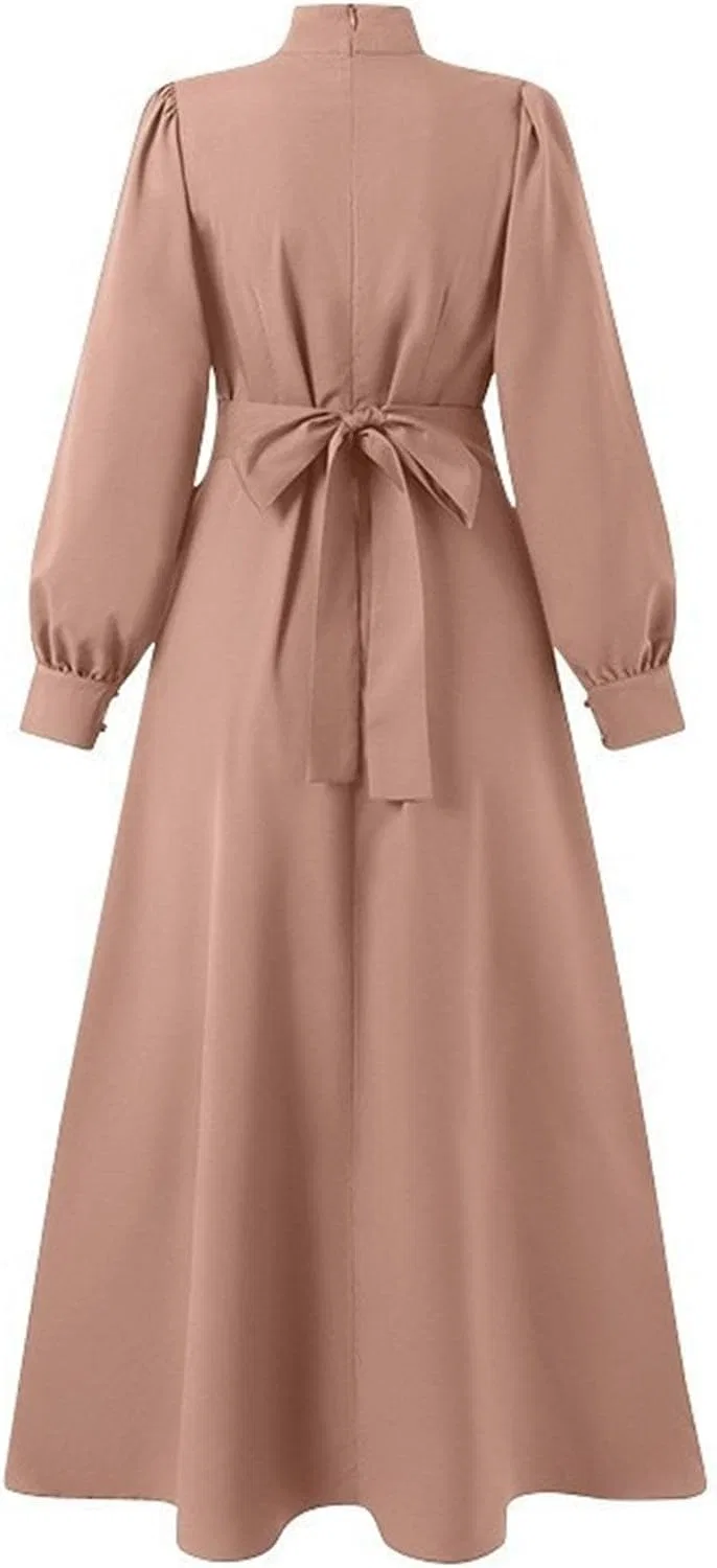 Женское вечернее платье с длинным рукавом, с принтом, Ethnic Eid Dress, розовый — фото 3