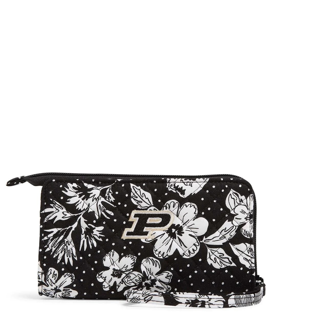 

Кошелек Vera Bradley Cotton Collegiate Front Zip With Rfid Protection, черный/белый