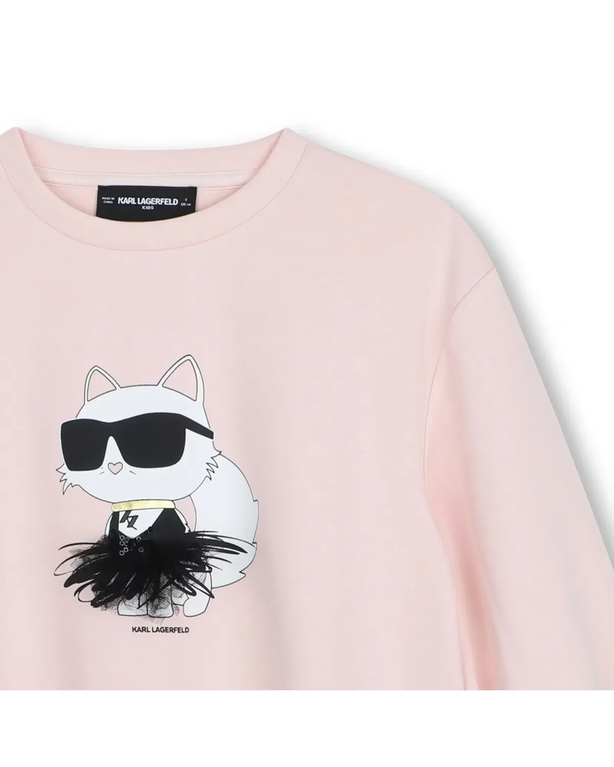 Детское худи для девочек с принтом Karl Lagerfeld Kids, Multicolor — фото 2
