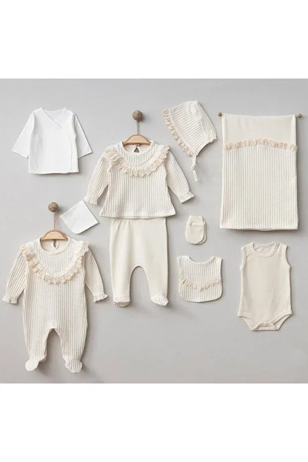 Детский комплект одежды для новорожденных девочек кружевной Pugi Baby, Beige