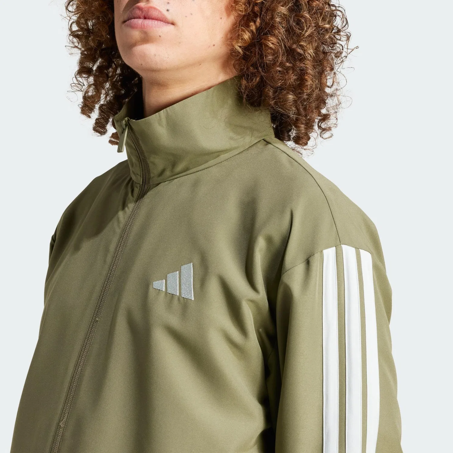 Мужской спортивный костюм с принтом 3-Streifen Woven Trainingsanzug Adidas, Khakibeige — фото 4