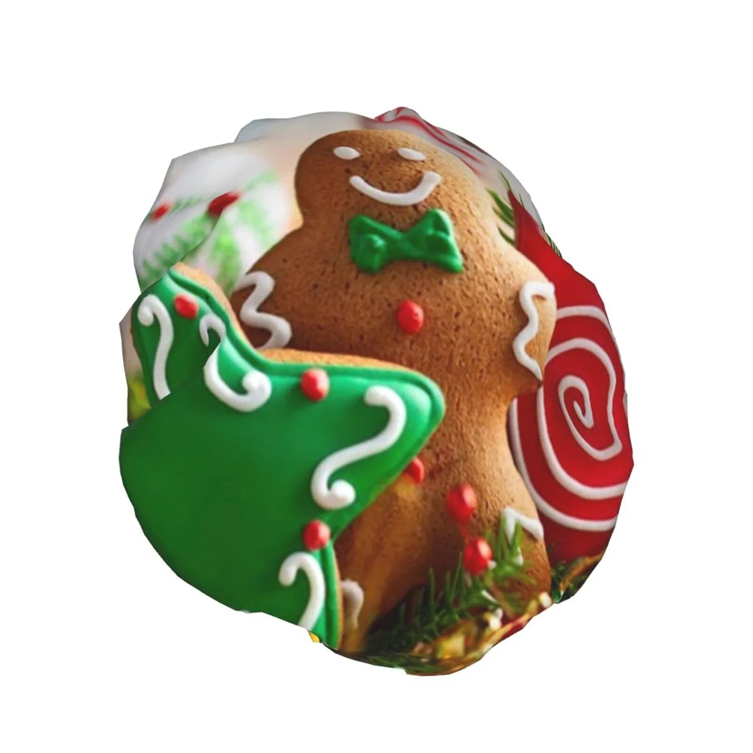 Шапочка для душа Gingerbread Man Candy, ObabO, водонепроницаемая, двойной слой, многоразовая — фото 2