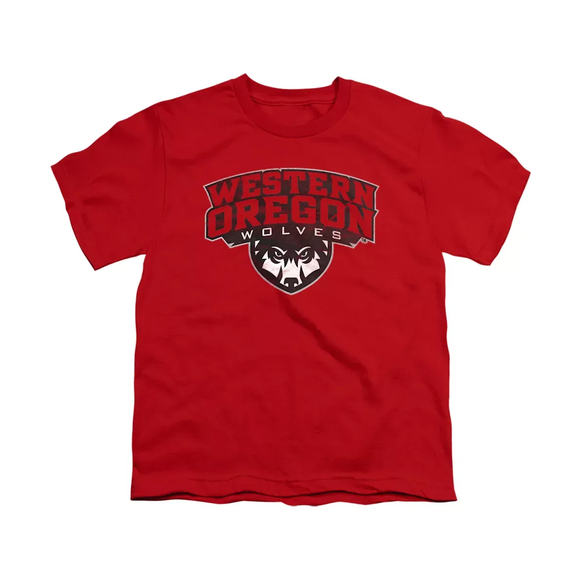 Детская футболка с принтом Western Oregon University Distressed Primary Kids T-Shirt NCAA, Red