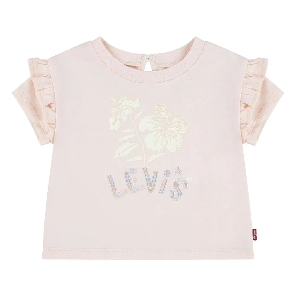 Детская футболка для девочек с рюшами на плечах Hibiscus Ruffle Shoulder Levi's, Pink