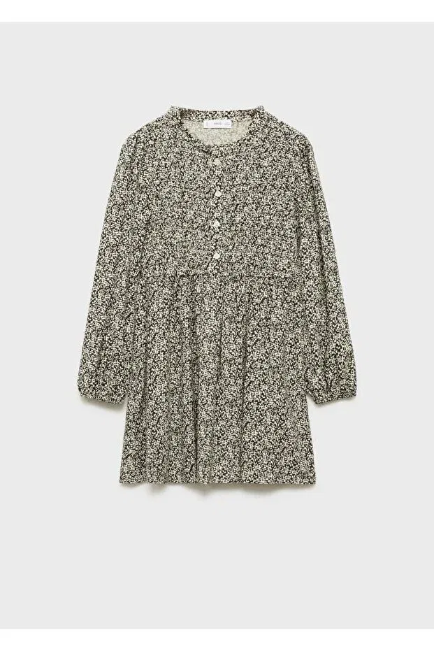 Детское платье для девочек с принтом Mango Kids, Khaki Color — фото 3