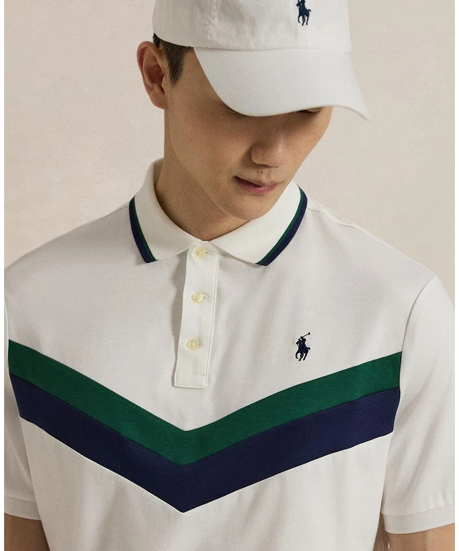 Мужская футболка-поло классического кроя с коротким рукавом Polo Ralph Lauren, White — фото 3