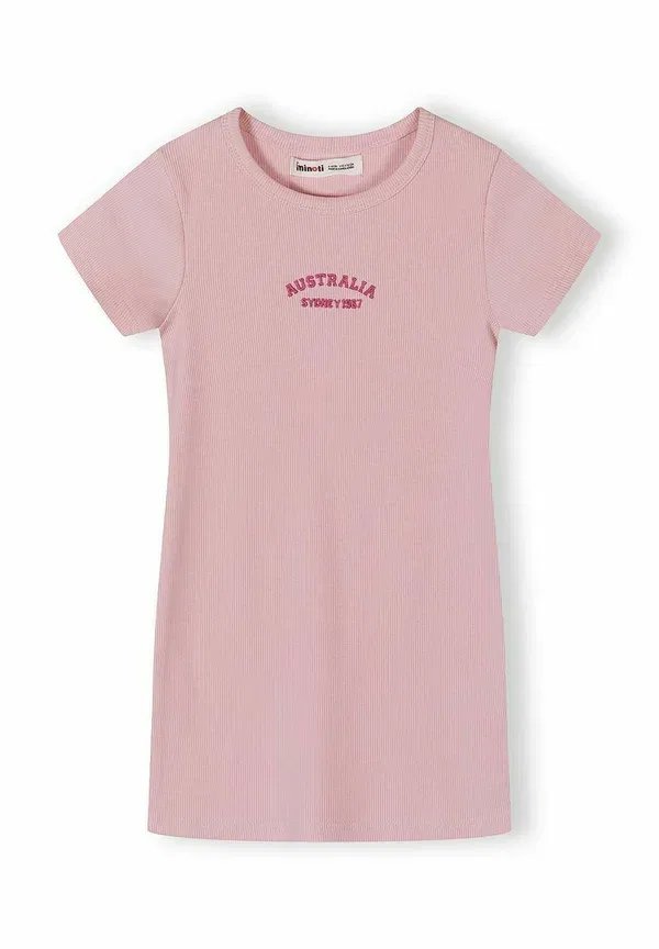 Платье-футболка с вышивкой Short sleeve 2 pack - jersey dress Minoti, Light Pink Blue, синий/светло-розовый — фото 2