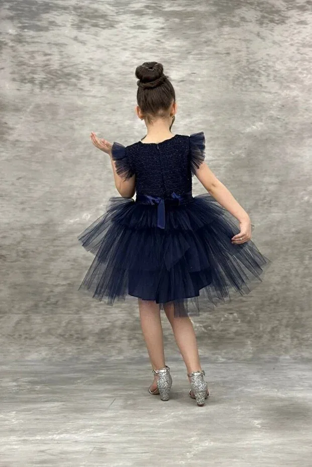 Детское платье для девочек с блестками Abiyekids, Navy Blue — фото 2