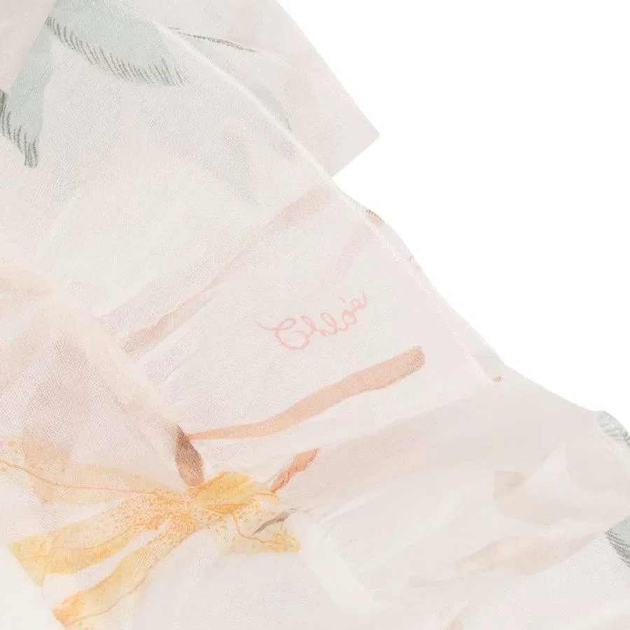 Футболка хлопковая с рюшами Chloe Girls Ruffle Sleeve Cotton Shirt Chloé, Off White — фото 3