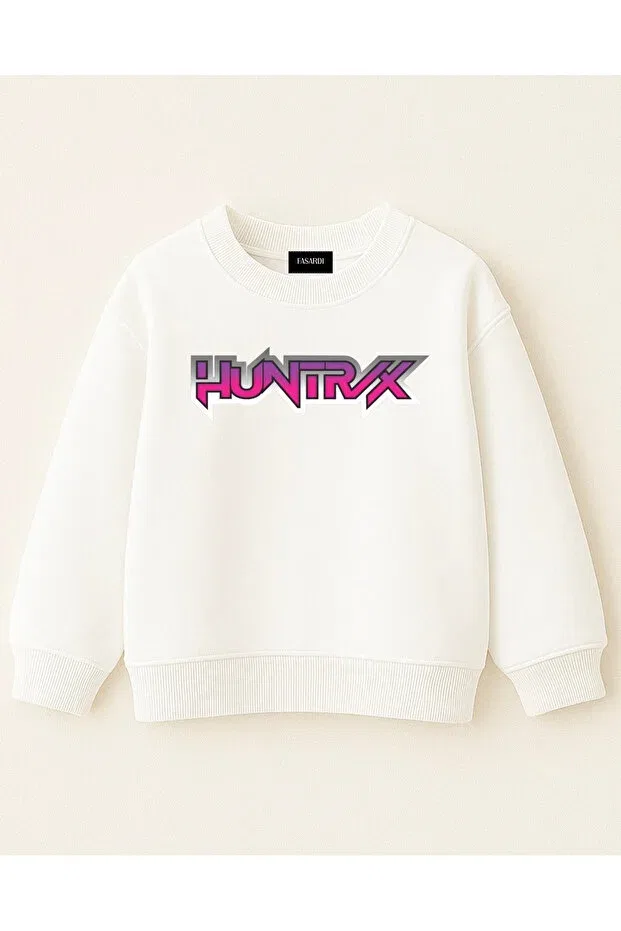 Детские свитшот для девочек с принтом K-Pop demon hunters huntrix zoey rumi mira front back printed without shards oversized Fasardi, Ecru — фото 2