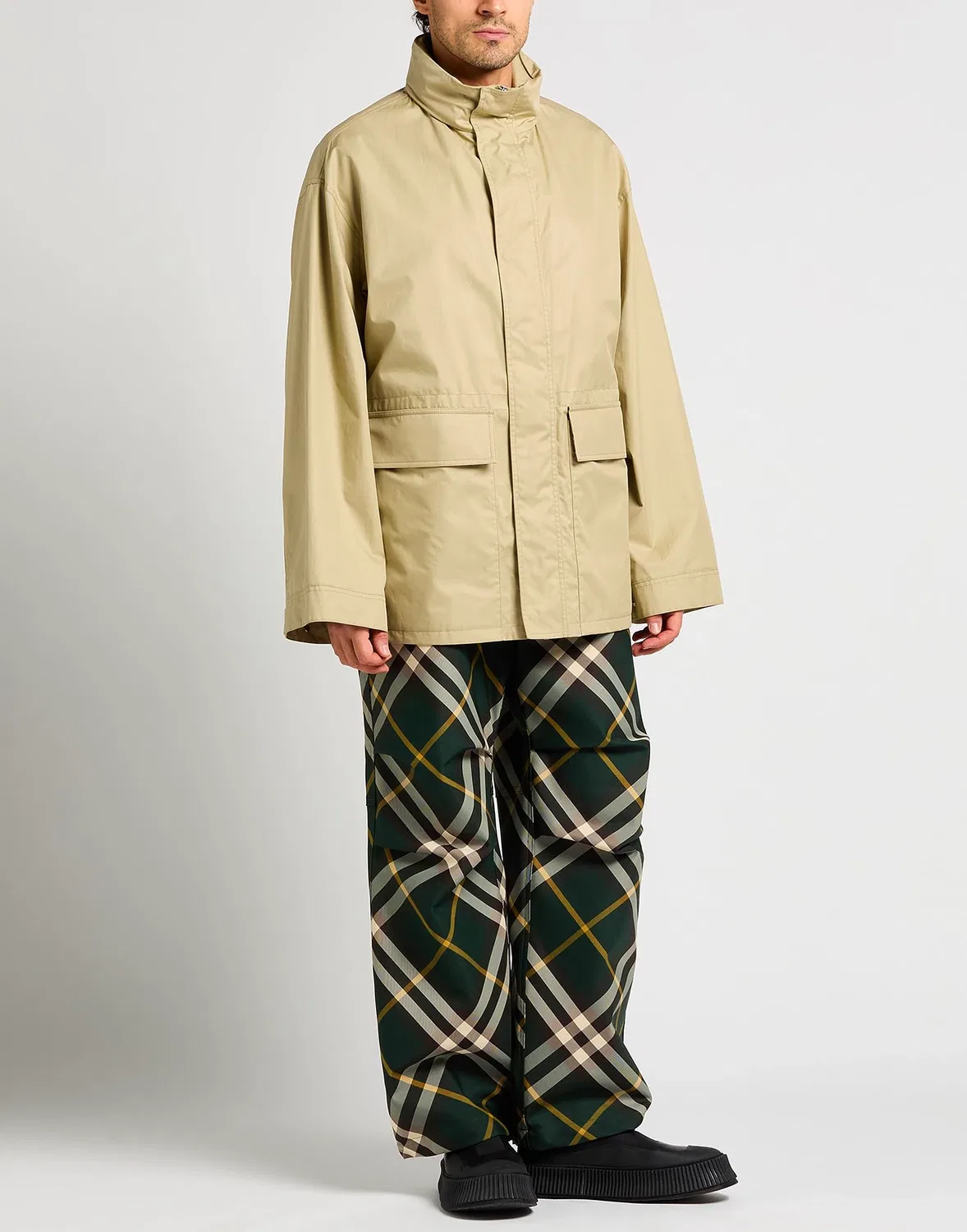 Мужское пальто-парка с капюшоном Khaki Burberry, хаки — фото 4