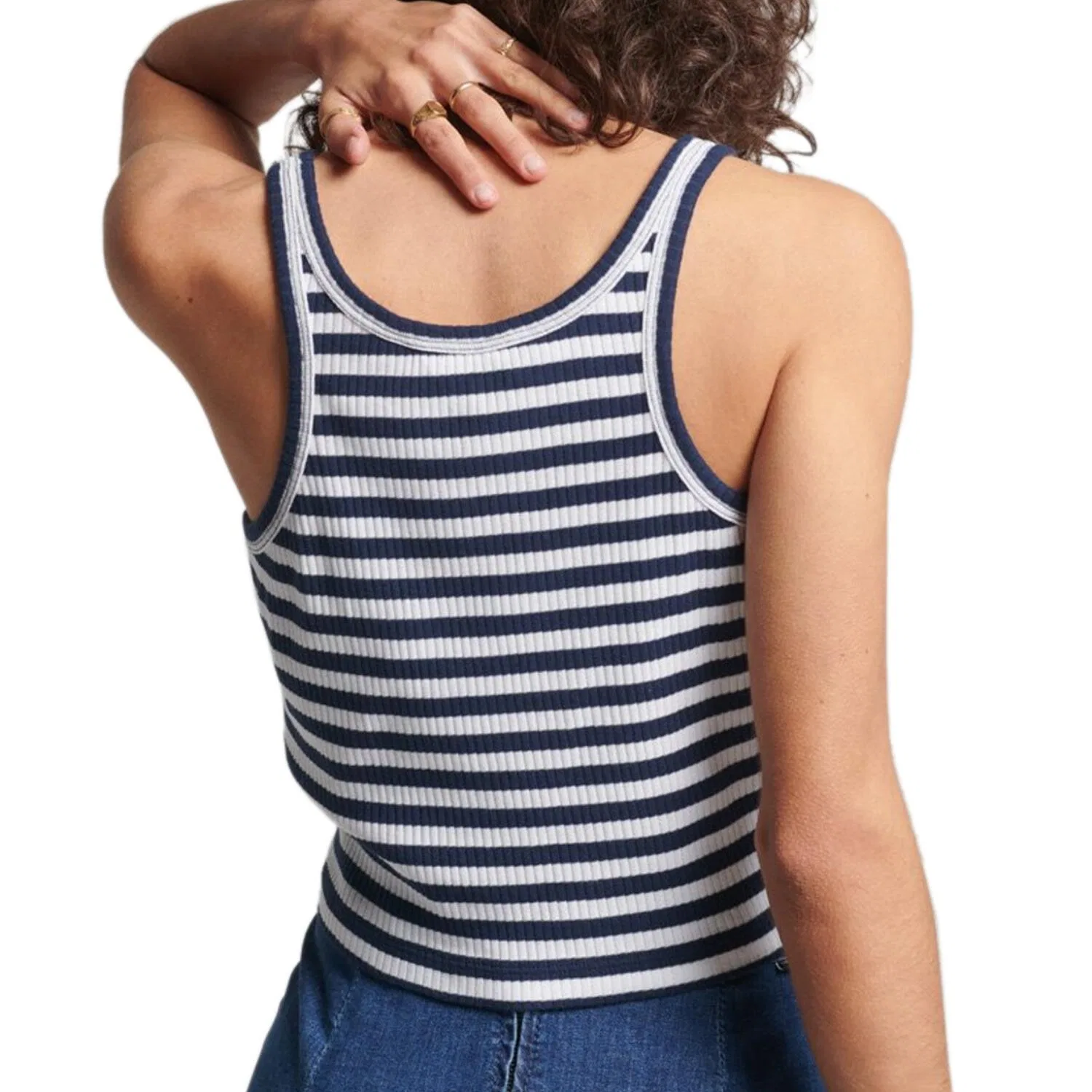 Женский хлопковое спортивный топ Superdry Vintage Crop, Darkblau — фото 2