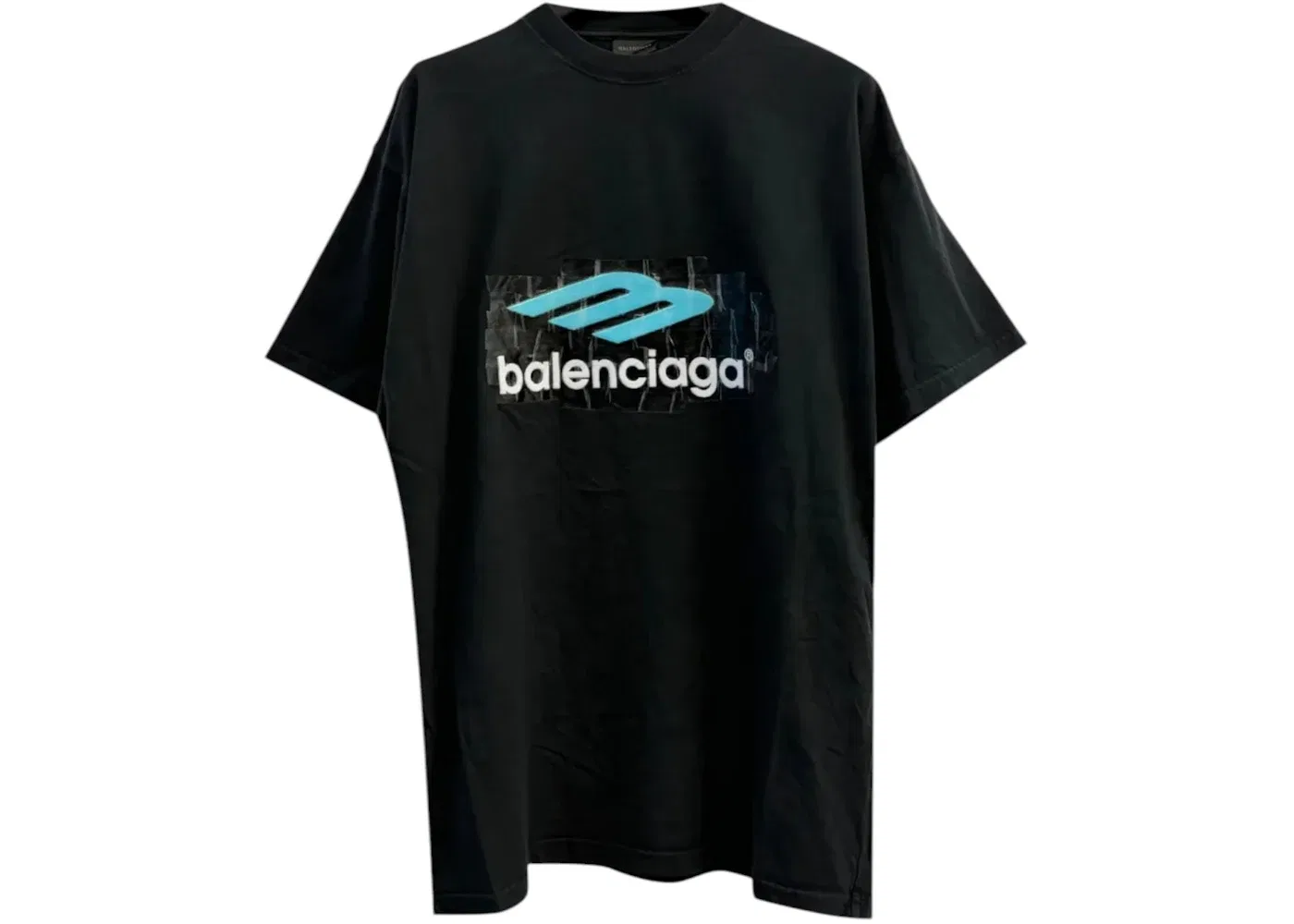 Мужская футболка оверсайз Balenciaga, Faded Washed Black/Light Blue/White
