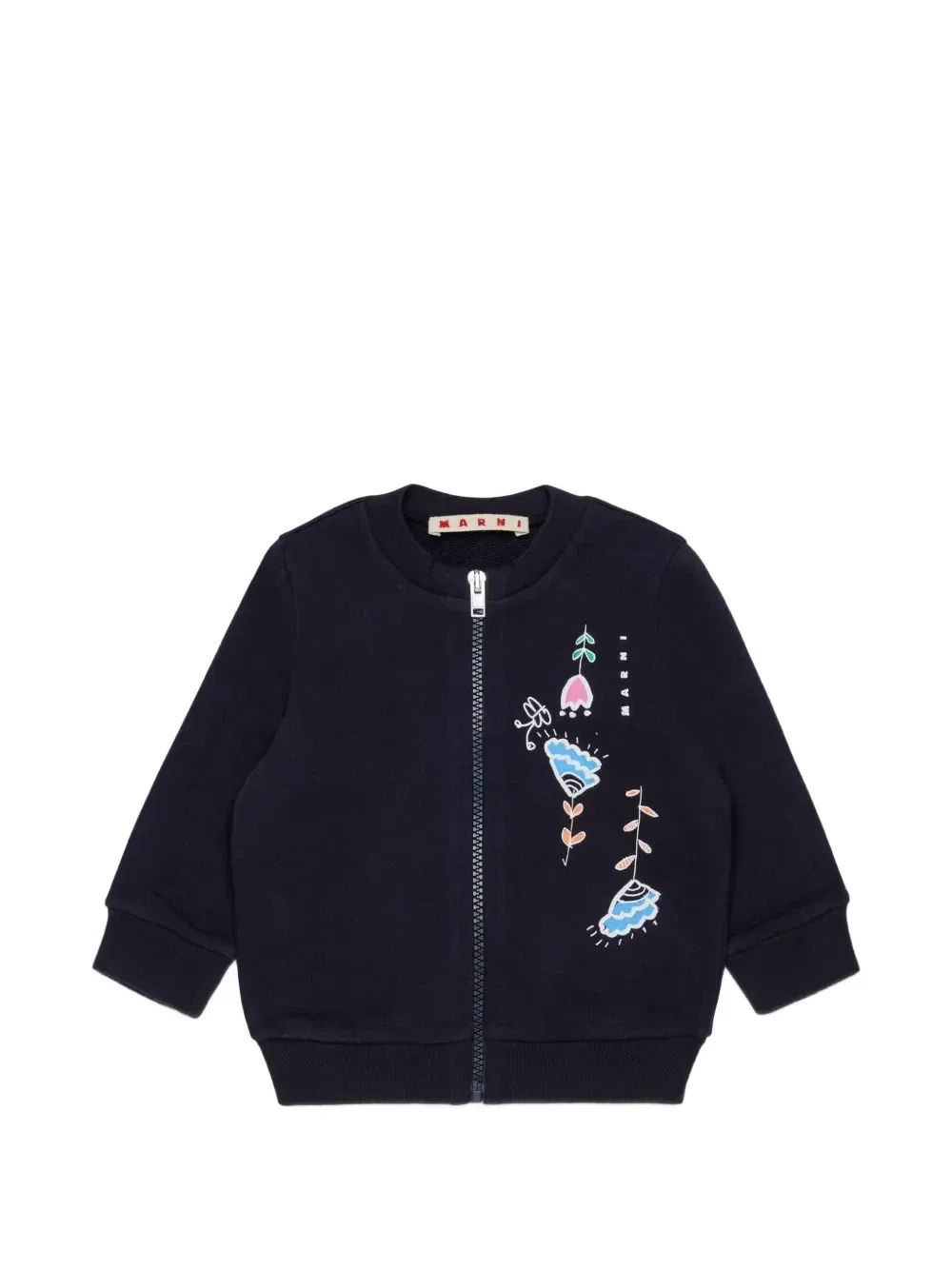 Толстовка на молнии с цветочным принтом Marni Kids, синий