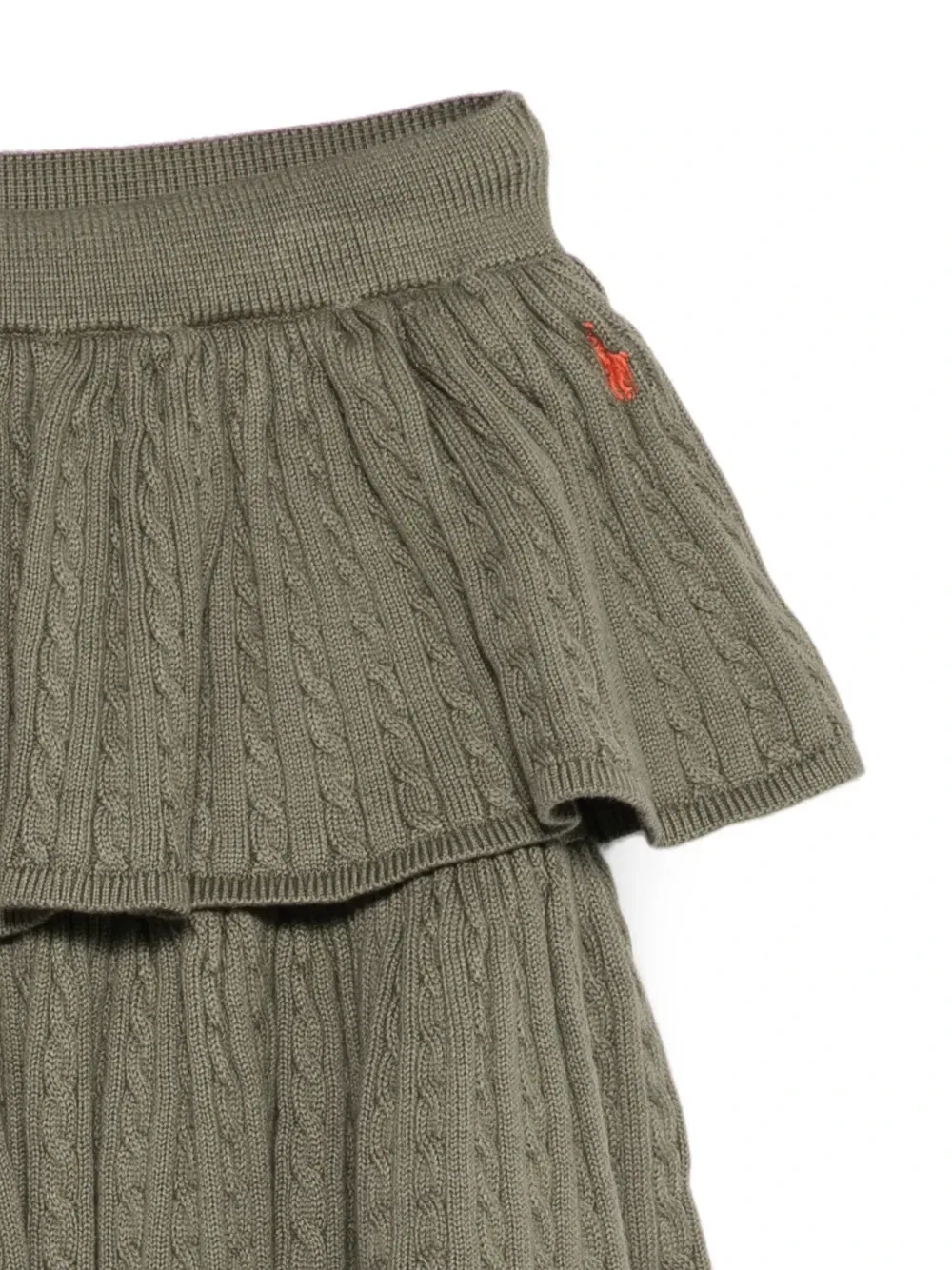 Юбка-трапеция из кос Polo Ralph Lauren Kids, зеленый — фото 3