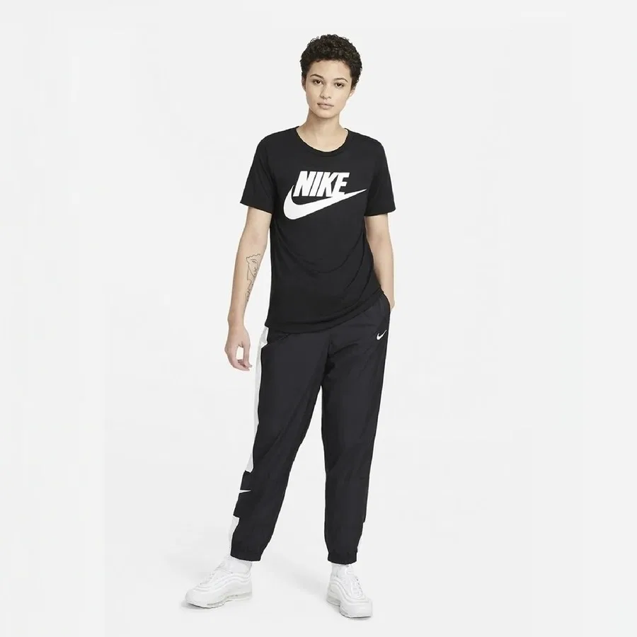 Женская футболка с круглым вырезом из хлопка Nike Essentia, Черный — фото 3