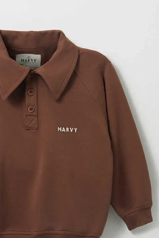 Детские свитшот для девочек с вышивкой Marvy, Brown — фото 2