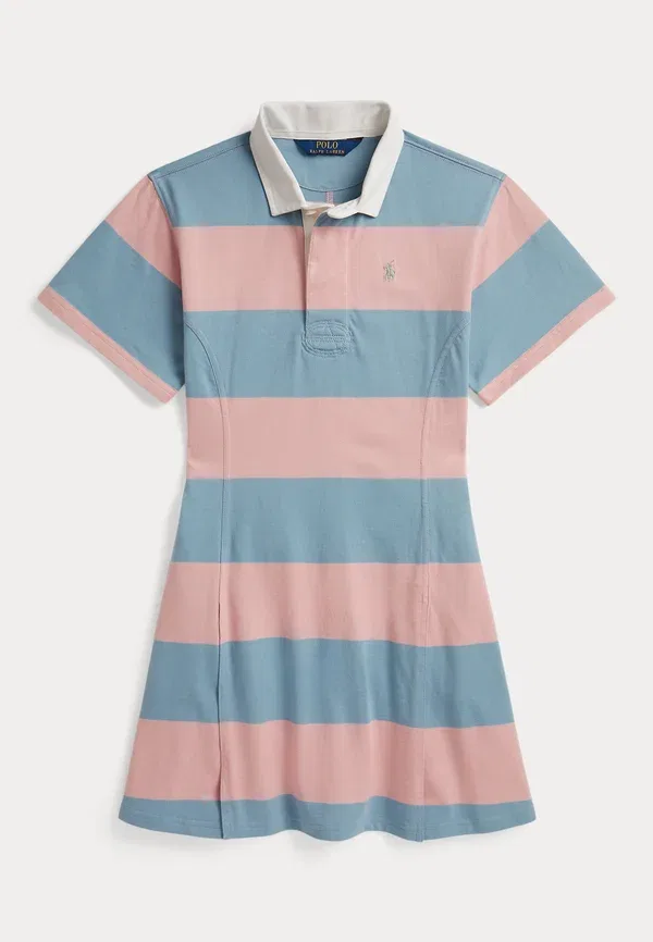 Платье поло с полосками Rugby Dress Polo Ralph Lauren, Adirondack Rose, Cassidy Blue, синий