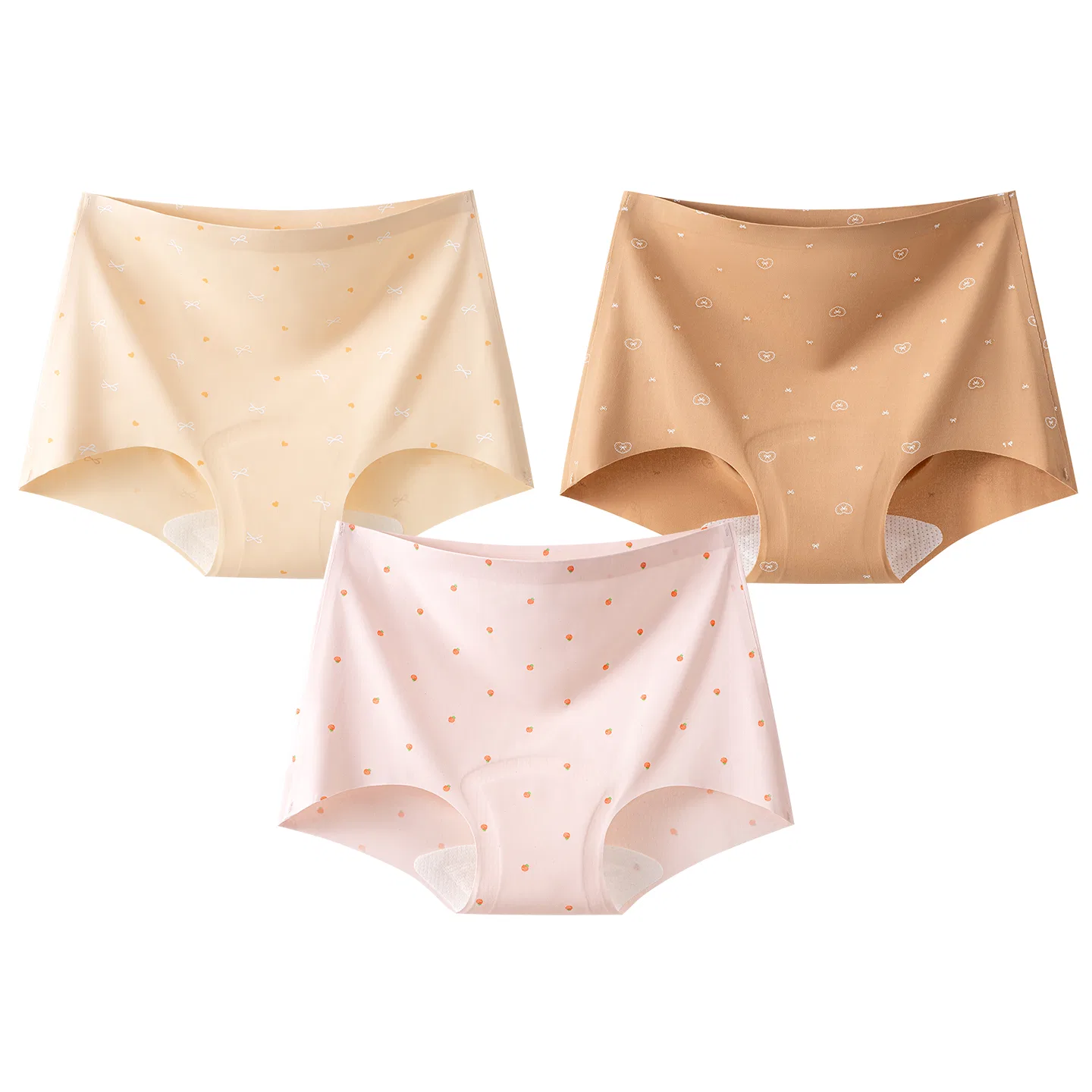 Детские трусы для девочек хлопковые набор из 3 штук Red bean, Nude Love Heart Cream Strawberry Milk Coffee Love Heart