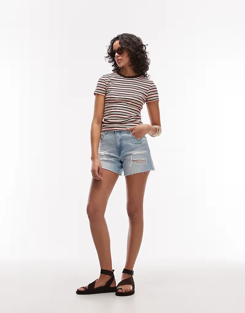 Джинсы Levis с эффектом потертости и ребристым силуэтом, светло-голубые — фото 3