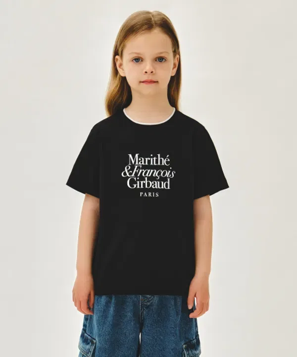 Футболка с принтом на шее, Marithé Kids, черный